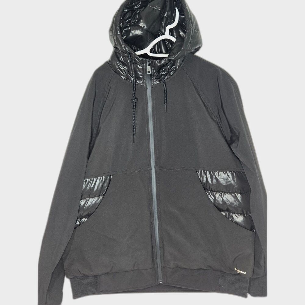 Kenneth Cole Legacy Mixed Media Softshell Bomber Jacket | Men's Size XL | Black